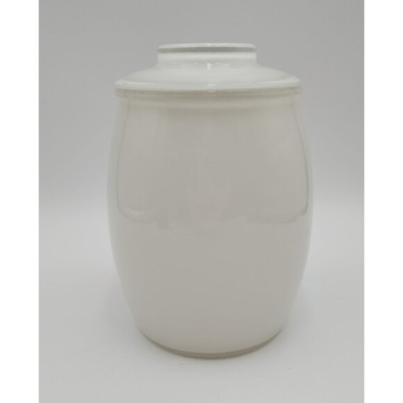 Vintage Bartlett Collins White Gay Fad Canister Cookie Jar Frosted Glass Handpai - Picture 4 of 16